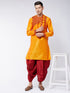Vastramay Men's Orange And Maroon Silk Blend Kurta and Dhoti Set